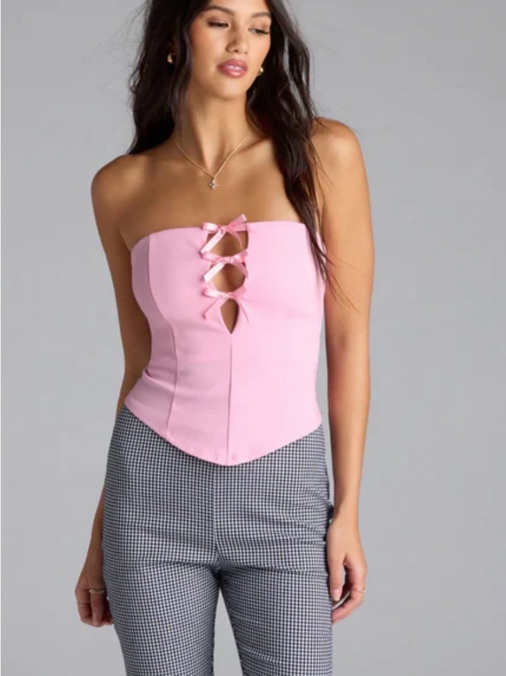 NWT Windsor love for bows strapless ponte crop tube top Sz S
